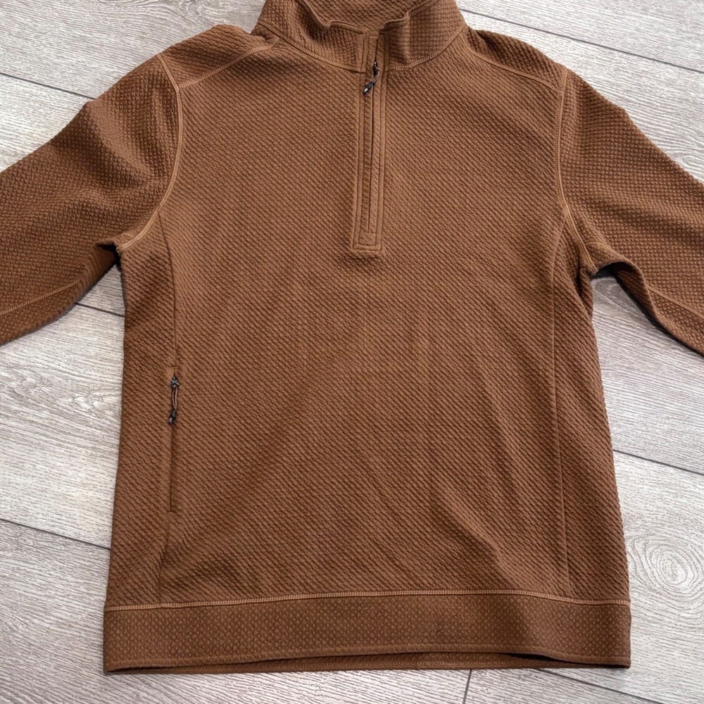 7 Diamonds Restoration Performance Pullover Mens Small Brown Waffle Knit New